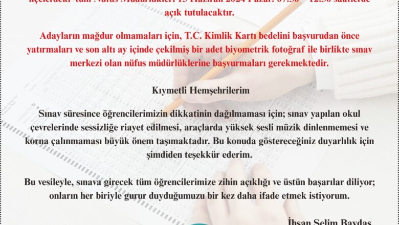  RİZE VALİLİĞİN’DEN LGS UYARISI…
