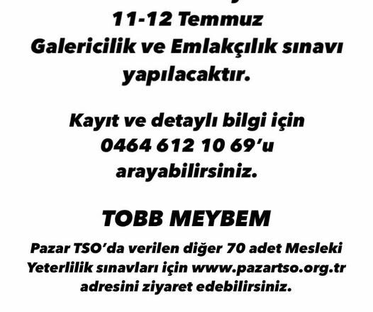  PTSO’DAN EMLAKÇILIK VE GALERİCİLİK SINAVI…