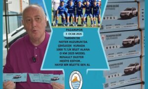 PAZARSPOR YILBAŞI ÇEKİLİŞİN’DE BİR BİLET ALANA O KM RENAULT DUSTER VERİYOR….