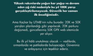 KAÇKARLARDA YAPILACAK OLAN UTMB İPTAL EDİLMEDİ..SADECE KAÇKAR 100K PARKURU KOŞULMAYACAK…