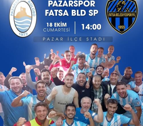  PAZARSPOR YARIN ( 18.10.2025 CUMARTESİ GÜNÜ) SAHASIN’DA  FATSA BELEDİYESPOR İLE KARŞILAŞIYOR.