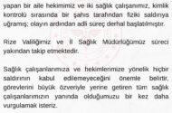 RİZE İL SAĞLIK MÜDÜRLÜĞÜN’DEN KINAMA…