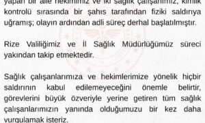 RİZE İL SAĞLIK MÜDÜRLÜĞÜN’DEN KINAMA…