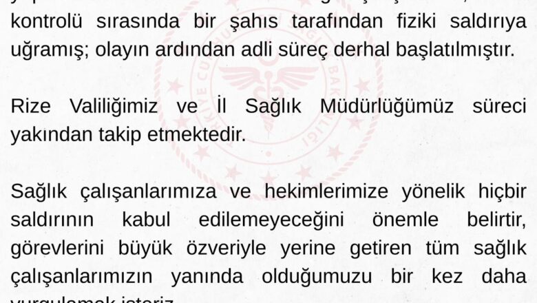  RİZE İL SAĞLIK MÜDÜRLÜĞÜN’DEN KINAMA…