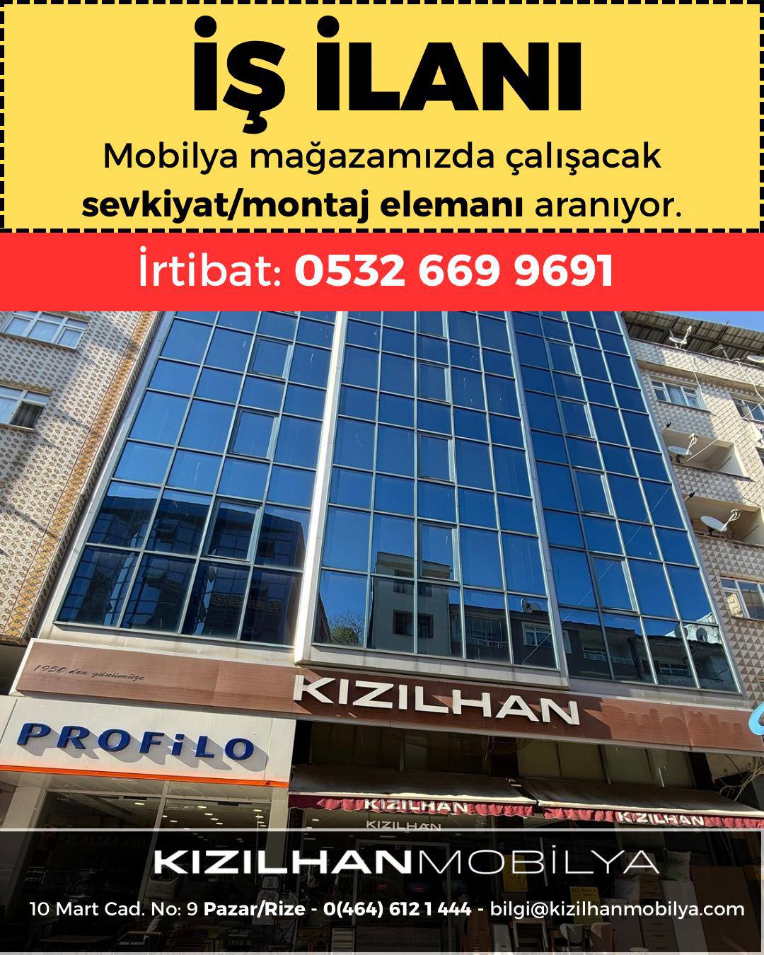 RİZE-PAZAR'DA İŞ İLANI.....